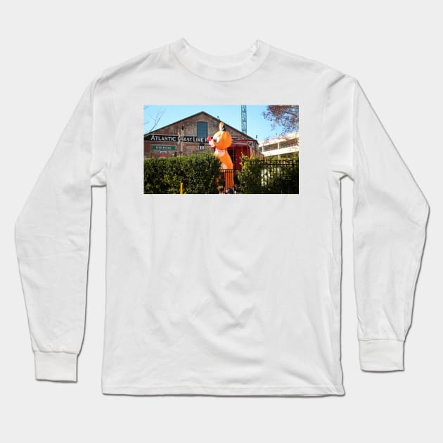 Reindeer Leading The Train Long Sleeve T-Shirt by Cynthia48